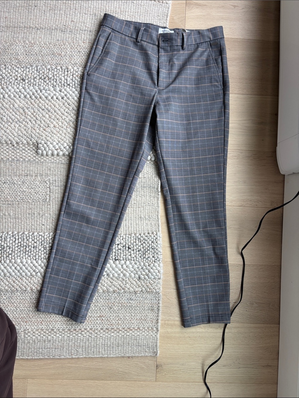 Men's Gray Windowpane Dress Pants Jack& Jones